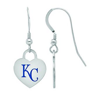 LogoArt Sterling Silver Kansas City Royals Heart Dangle Earrings