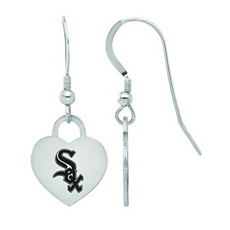 LogoArt Sterling Silver Chicago White Sox Heart Dangle Earrings