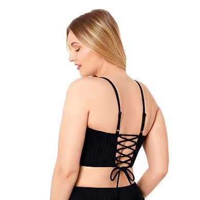 Women's S3 Swim Shaping Square Neck Lace Back Midkini Top