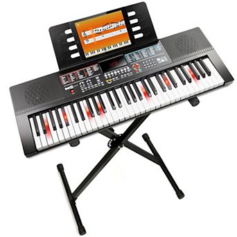 RockJam 61 Key Light Up Keyboard Piano Kit with Keyboard Stand, Sheet Music Stand, & Lessons