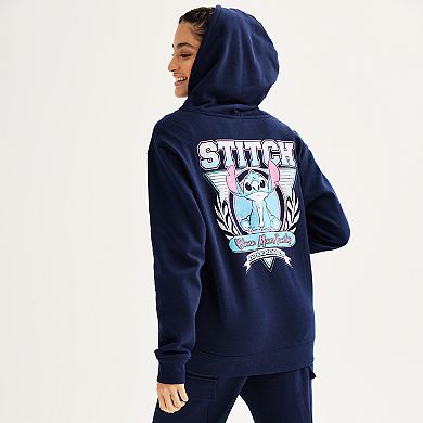 Juniors' Disney's Stitch Long Sleeve Zip Hooded Sweatshirt