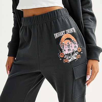 Juniors' Desert Driftin Wide Leg Cargo Sweatpants