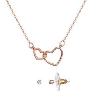 LC Lauren Conrad Interlocked Heart Necklace and Stud Earring Set