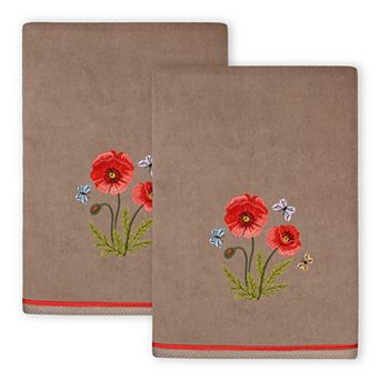 Linum Home Textiles Polly 2 pc Embellished Floral Bath Towels Set