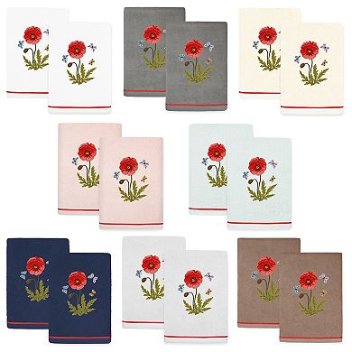 Linum Home Textiles Polly 2-piece Embellished Floral Hand Towels Set