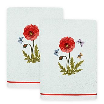 Linum Home Textiles Polly 2 pc Embellished Floral Hand Towels Set