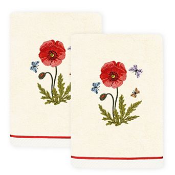 Linum Home Textiles Polly 2 pc Embellished Floral Hand Towels Set