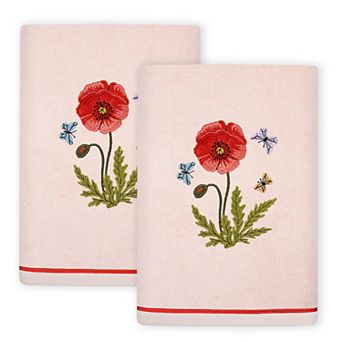 Linum Home Textiles Polly 2 pc Embellished Floral Hand Towels Set