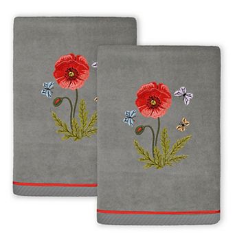 Linum Home Textiles Polly 2 pc Embellished Floral Hand Towels Set
