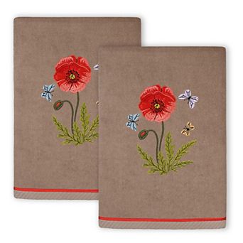 Linum Home Textiles Polly 2 pc Embellished Floral Hand Towels Set