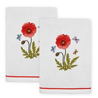 Linum Home Textiles Polly 2 pc Embellished Floral Hand Towels Set
