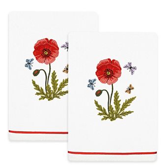 Linum Home Textiles Polly 2 pc Embellished Floral Hand Towels Set