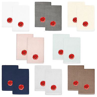 Linum Home Textiles Polly 2-piece Embellished Floral Fingertip Towels Set