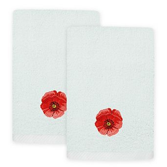 Linum Home Textiles Polly 2 pc Embellished Floral Fingertip Towels Set