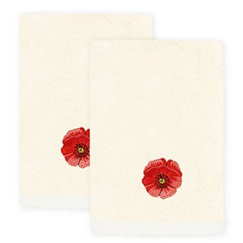 Linum Home Textiles Polly 2 pc Embellished Floral Fingertip Towels Set