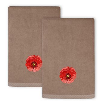Linum Home Textiles Polly 2 pc Embellished Floral Fingertip Towels Set