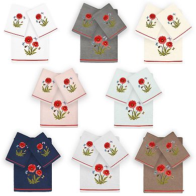 Linum Home Textiles Polly 3-piece Embellished Floral Bath & Hand Towels Set
