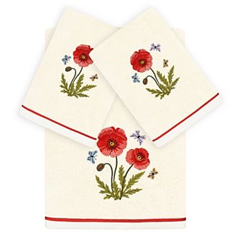 Linum Home Textiles Polly 3 pc Embellished Floral Bath & Hand Towels Set