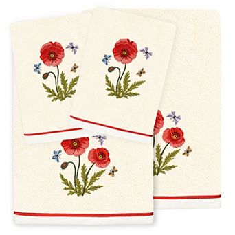 Linum Home Textiles Polly 4 pc Embellished Floral Bath & Hand Towels Set