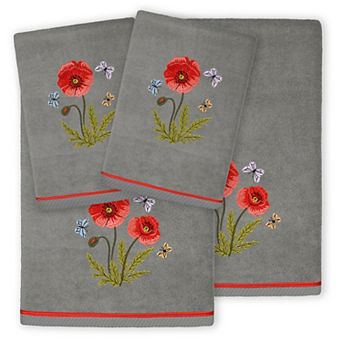 Linum Home Textiles Polly 4 pc Embellished Floral Bath & Hand Towels Set