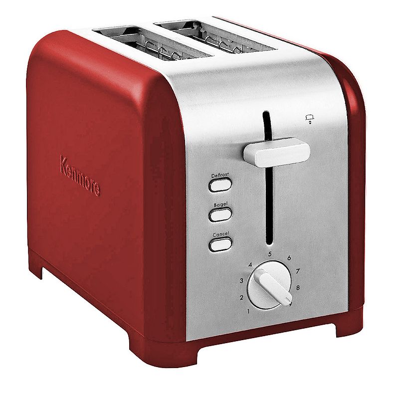 MegaChef Red 4 Slice Toaster in Stainless Steel