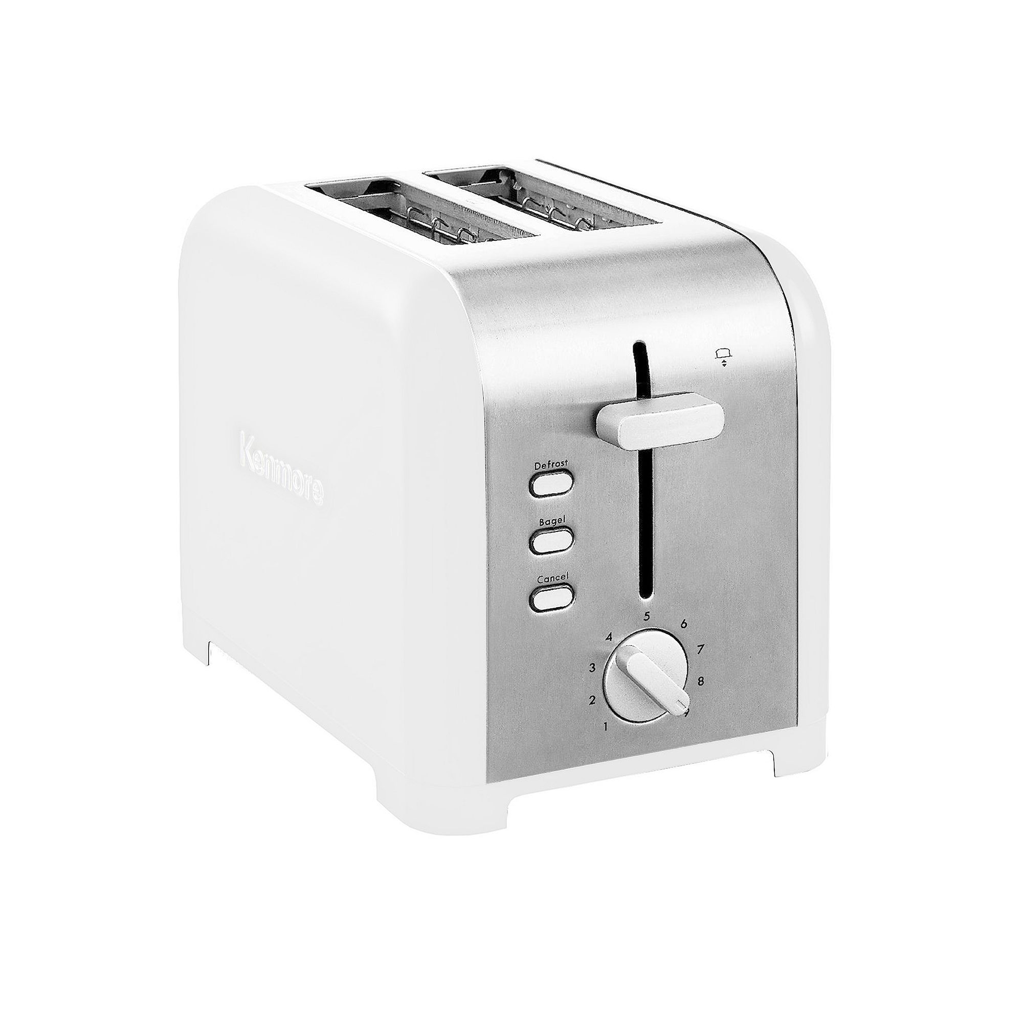 Kenmore 2-Slice Wide-Slot Stainless Steel Toaster, White
