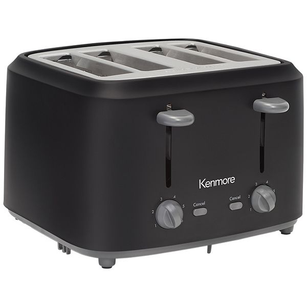 Kenmore 4-Slice Toaster, White Stainless Steel, Dual Controls, Extra Wide Slots, Bagel and Defrost