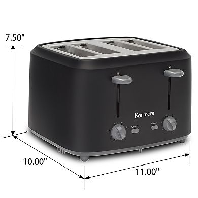 Kenmore 4-Slice Dual Control Matte Black Stainless Steel Toaster
