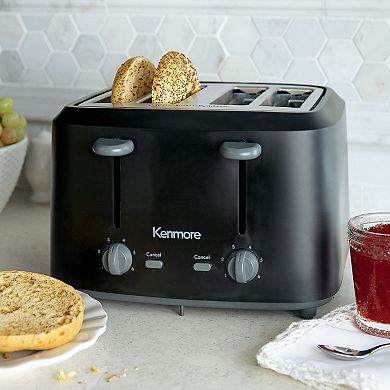 Kenmore 4-Slice Dual Control Matte Black Stainless Steel Toaster