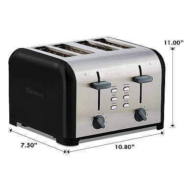 Kenmore 4-Slice Dual Control Wide-Slot Stainless Steel Toaster