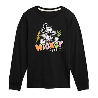 Disney's Mickey Mouse & Friends Boys Mickey Boys 8-20 Street Art Long Sleeve Graphic Tee