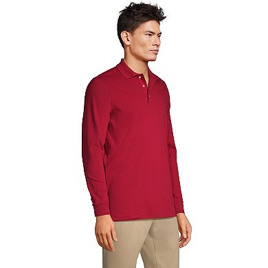 Mens Lands' End Long Sleeve Interlock Polo Shirt