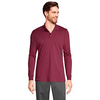 Mens Lands' End Long Sleeve Interlock Polo Shirt