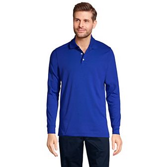 Mens Lands' End Long Sleeve Interlock Polo Shirt