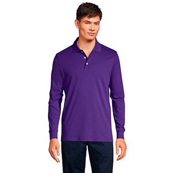 Mens Lands' End Long Sleeve Interlock Polo Shirt