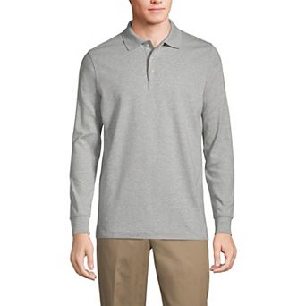 Mens Lands' End Long Sleeve Interlock Polo Shirt