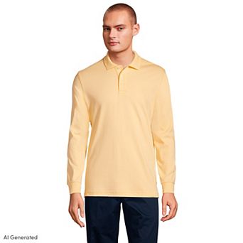 Mens Lands' End Long Sleeve Interlock Polo Shirt