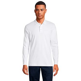 Mens Lands' End Long Sleeve Interlock Polo Shirt