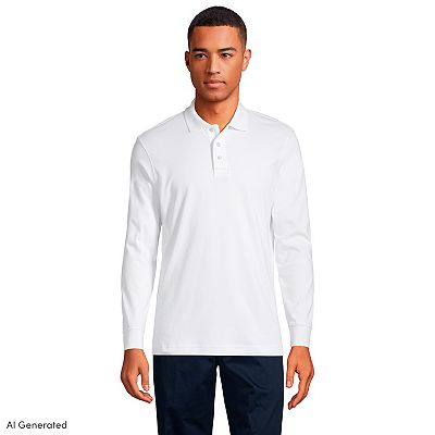 lands end mens white dress shirts Lands' End Shirt Mens Medium White Cotton Button Down Pocket Logo