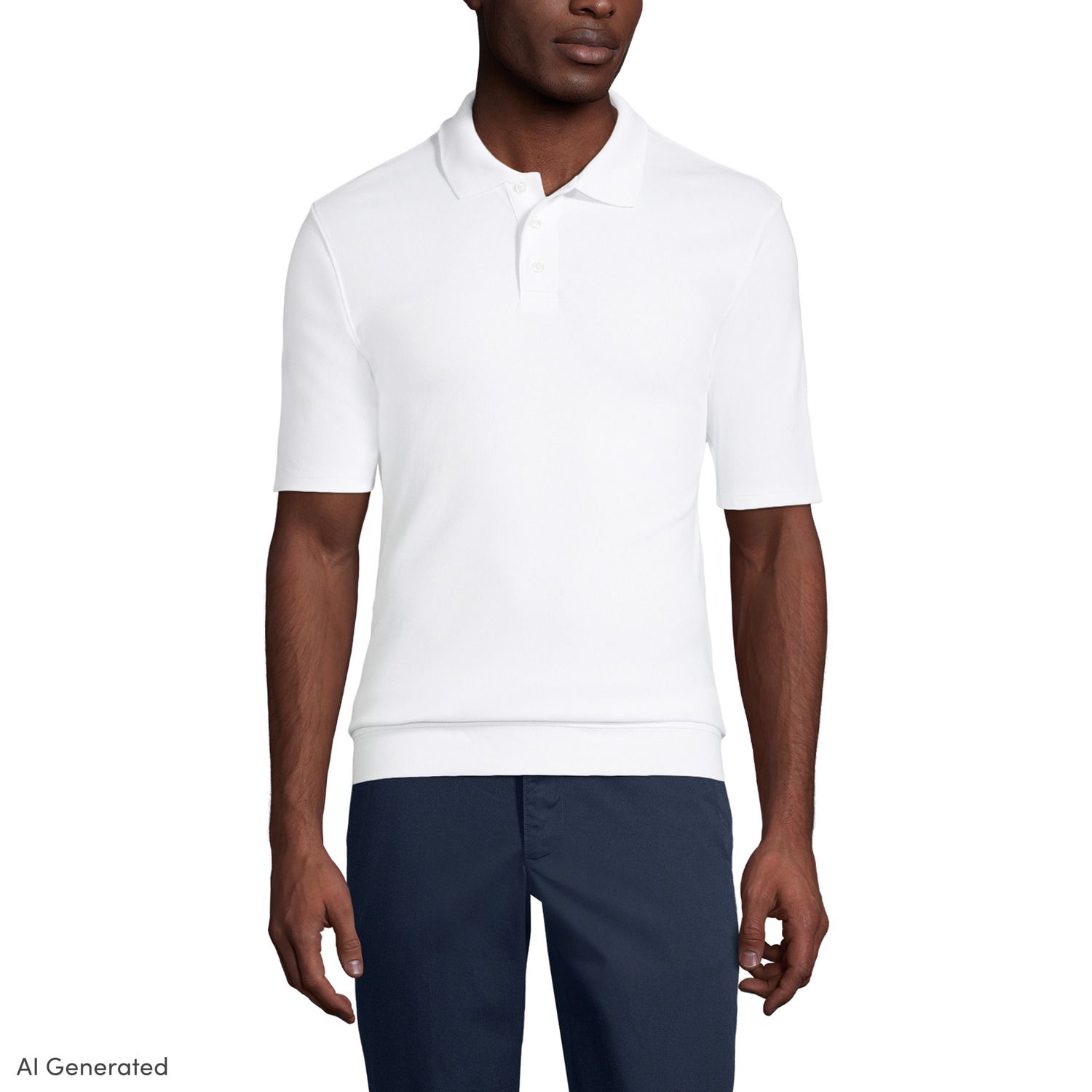 Men's Lands' End Short Sleeve Banded Bottom Polo Shirt