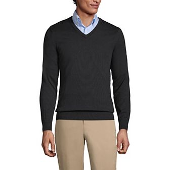 Men's Lands' End School Uniform Fine Gauge V-neck Sweater
