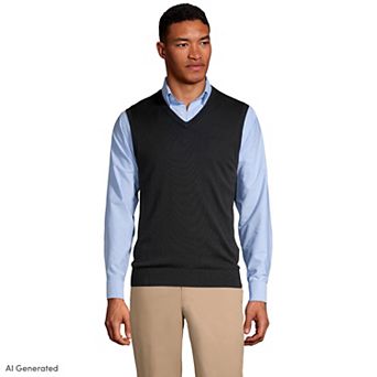 Men's Lands' End School Uniform Fine Gauge Sweater Vest