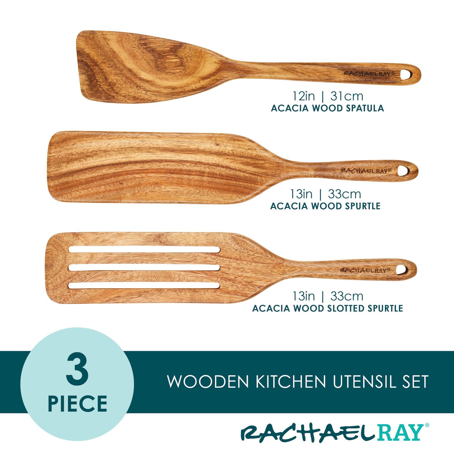 Rachael Ray Wooden Kitchen Utensil 3 Piece Set   6638297 ALT