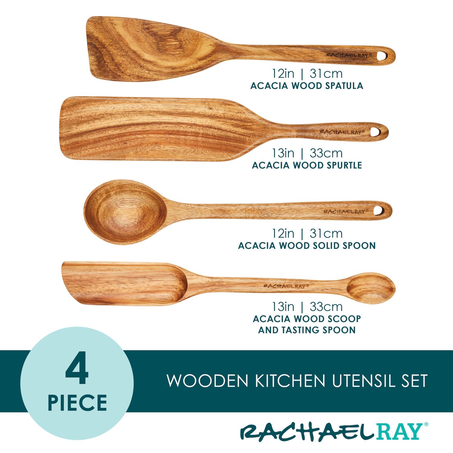 Rachael Ray Wooden Kitchen Utensils 4 Piece Set   6638298 ALT