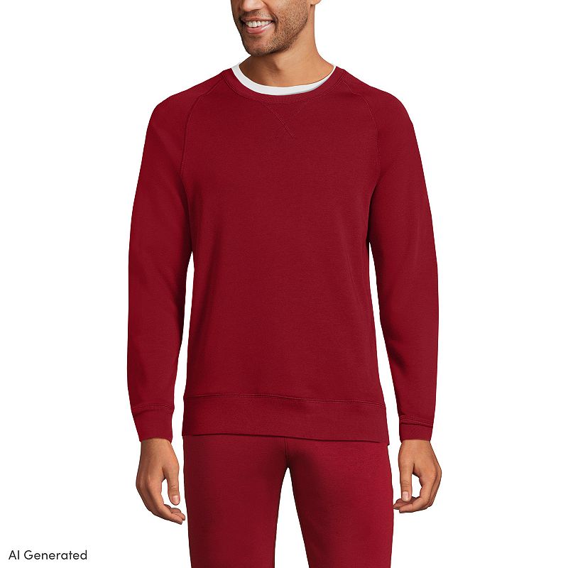Adult Lands' End School Uniform Crewneck Sweatshirt, Men's, Size: Medium, Red