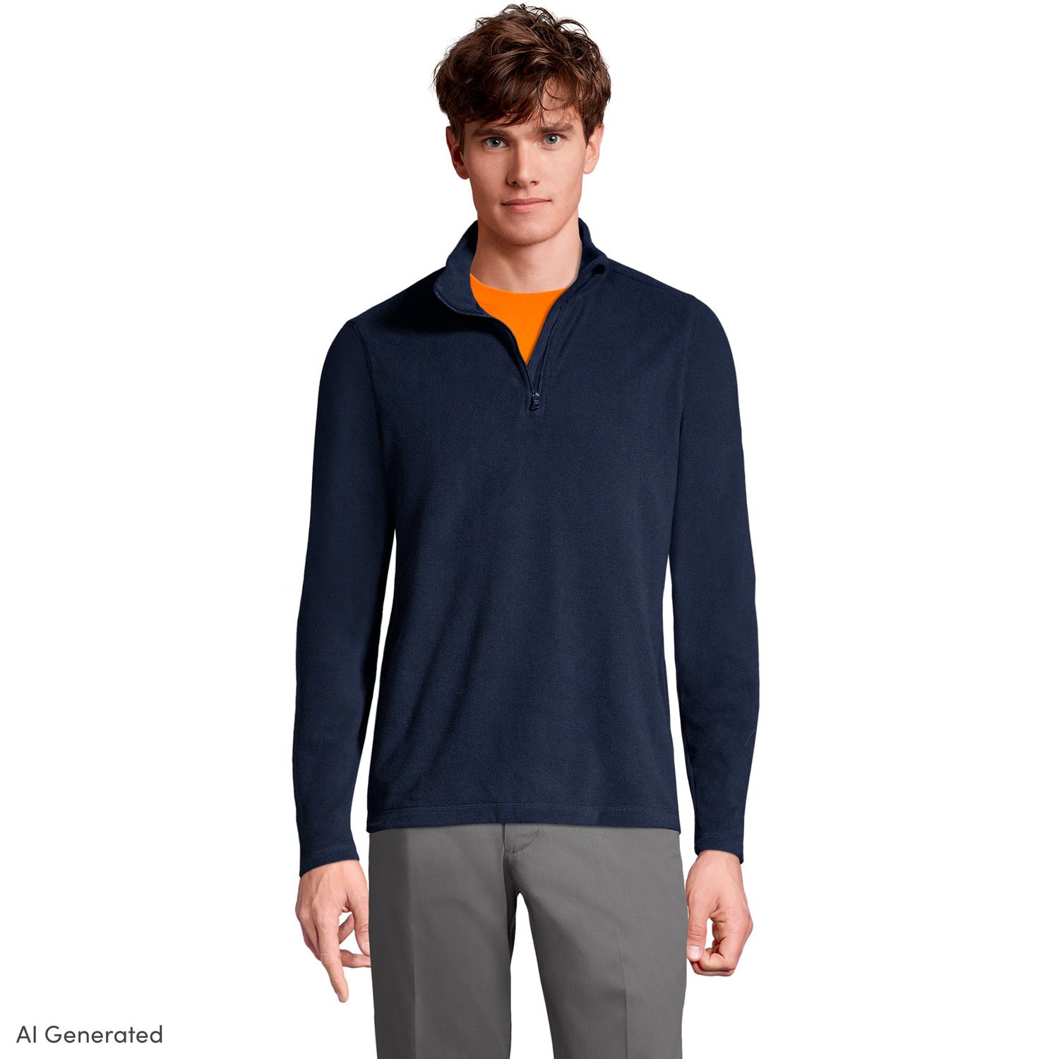 Men's Lands' End Lightweight Fleece Quarter Zip Pullover