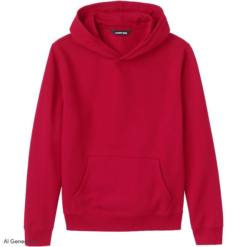 Adult Lands' End School Uniform Hooded Pullover Sweatshirt, Men's, Size: XXL, Red