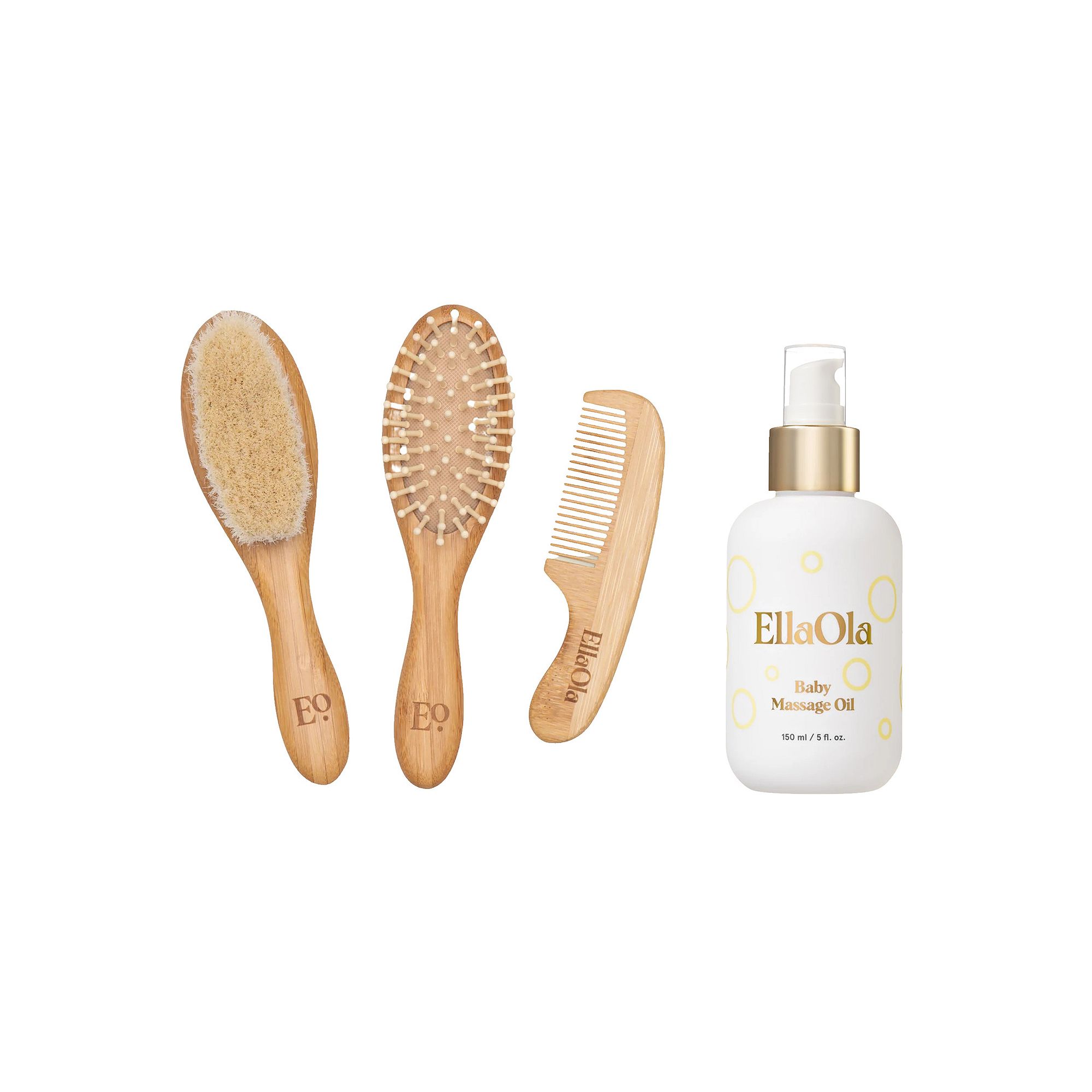 EllaOla 4-Piece Brush & Oil Cradle Cap Set, White