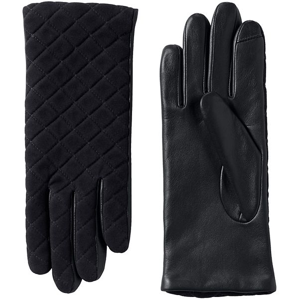 Women's Lands' End EZ Touch Screen Quilted Suede Gloves