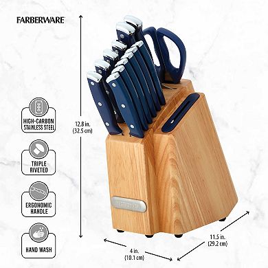 Farberware® Edgekeeper Triple Riveted 14-Piece Slim Knife Block Set with Built in Sharpener